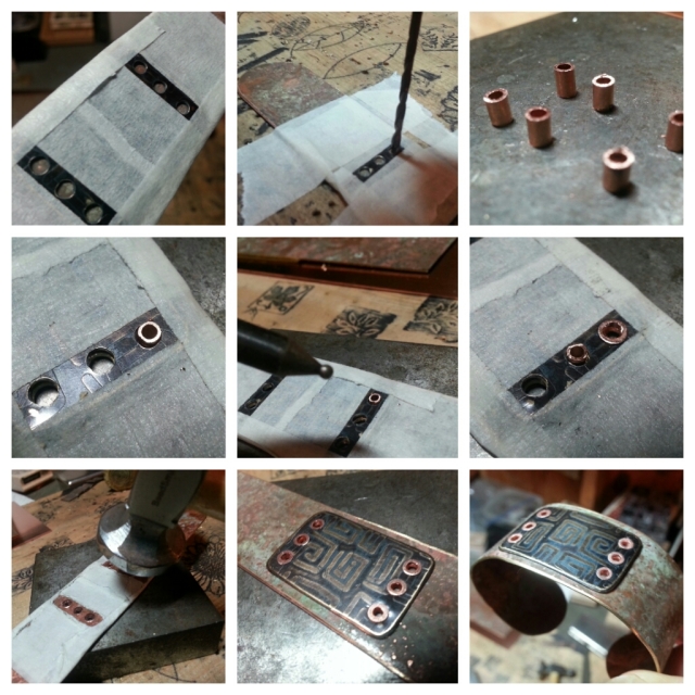 Creating Tube Rivets to Attach an Etched Brass Plate to a Cuff Bracelet